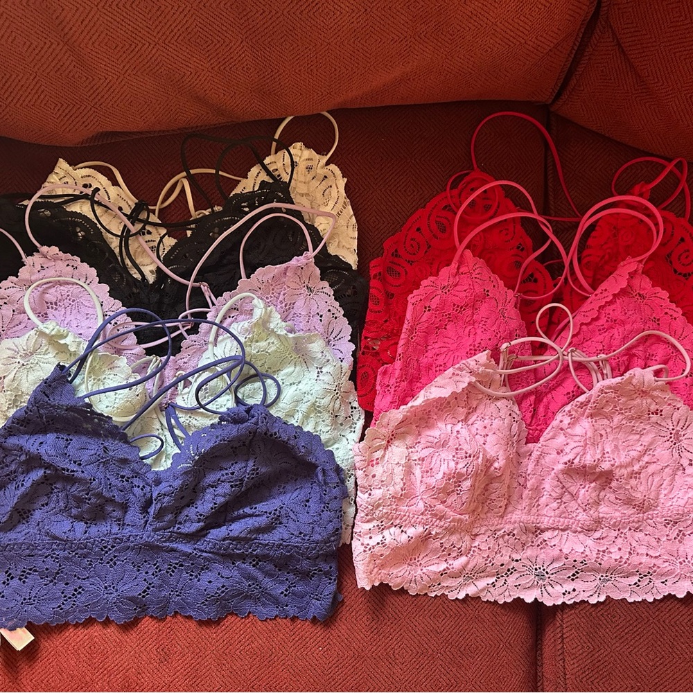 Victorias Secret VS PINK Lace Bralette Set - Black, White, Red, Purple, Blue